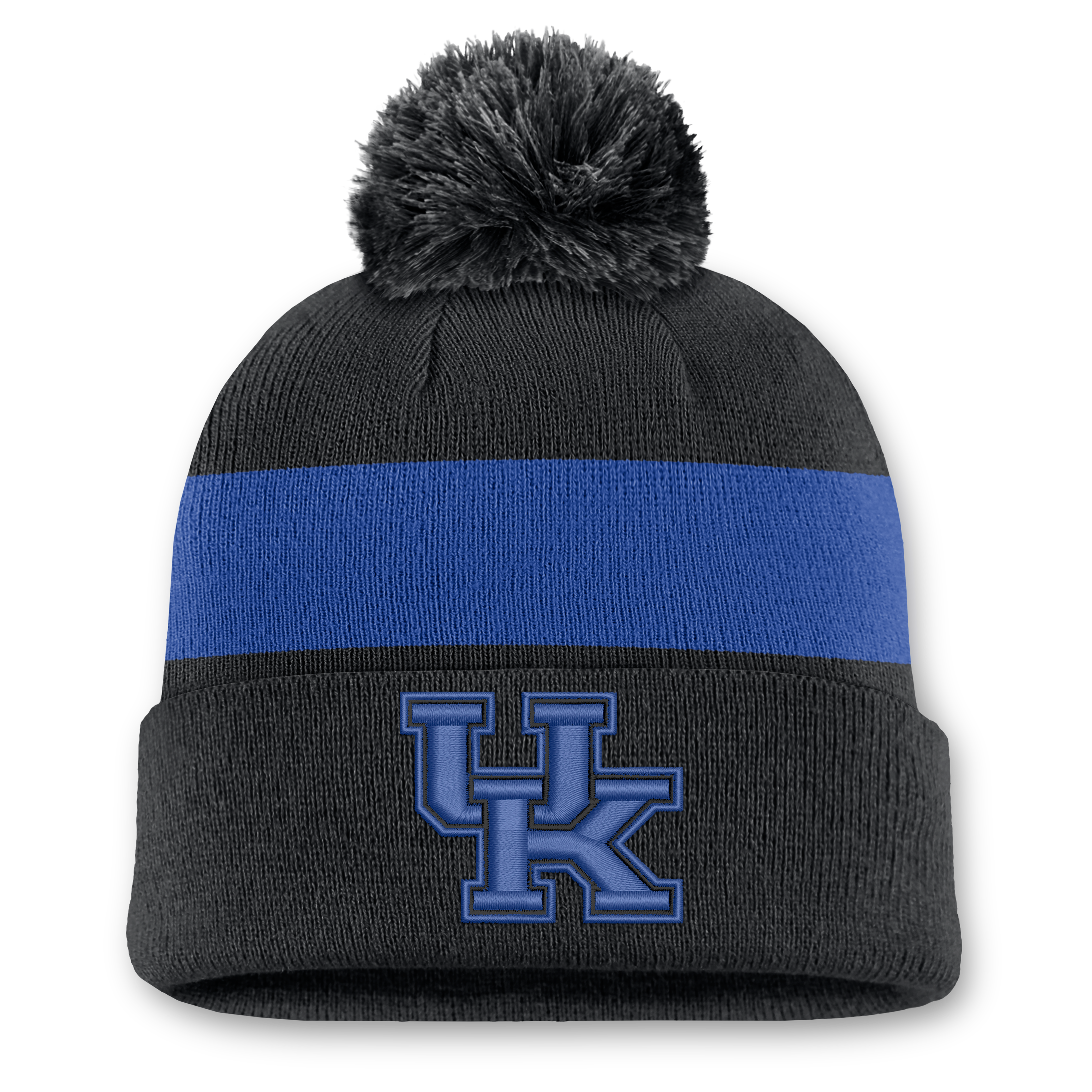 Unisex Nike Black Kentucky Wildcats Primetime Stripe Cuffed Knit Hat with Pom