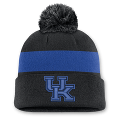 Unisex Nike Black Kentucky Wildcats Primetime Stripe Cuffed Knit Hat with Pom