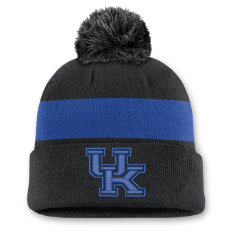 Unisex Nike Black Kentucky Wildcats Primetime Stripe Cuffed Knit Hat with Pom