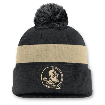 Unisex Nike Black Florida State Seminoles Primetime Stripe Cuffed Knit Hat with Pom