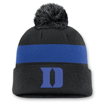 Unisex Nike Black Duke Blue Devils Primetime Stripe Cuffed Knit Hat with Pom