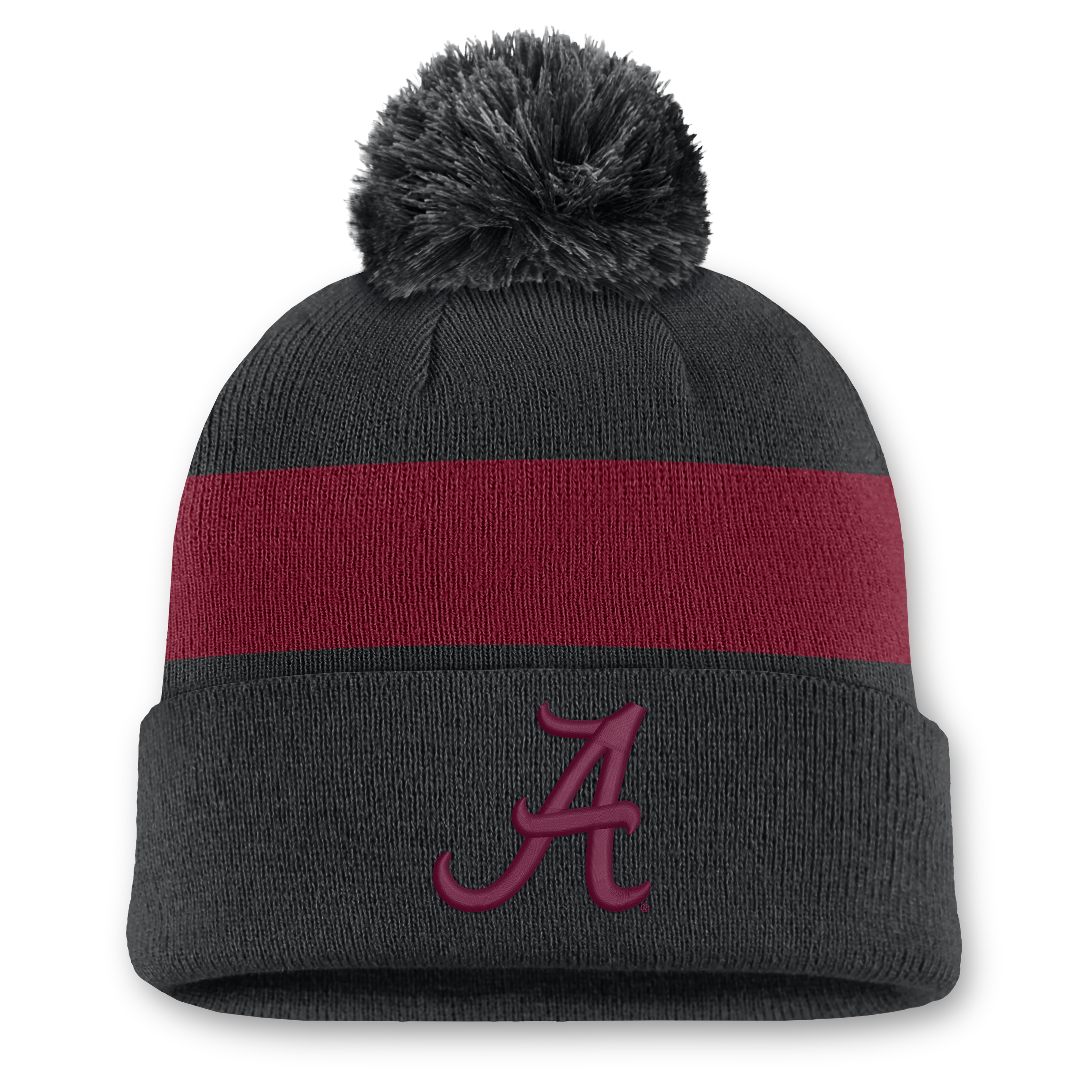 Unisex Nike Black Alabama Crimson Tide Primetime Stripe Cuffed Knit Hat with Pom