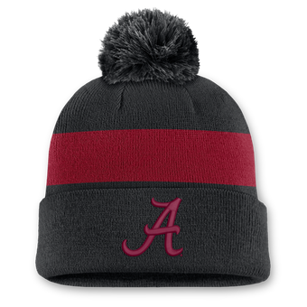 Unisex Nike Black Alabama Crimson Tide Primetime Stripe Cuffed Knit Hat with Pom