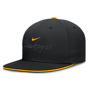 Men's Nike Black Iowa Hawkeyes Dri-FIT Primetime Script Fitted Hat