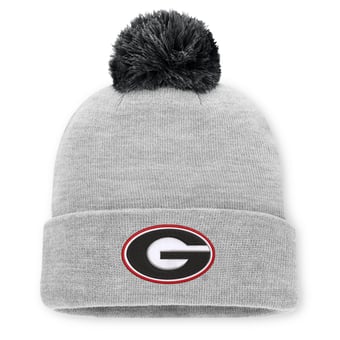 Unisex Nike Heather Gray Georgia Bulldogs Primetime Script Cuffed Knit Hat with Pom