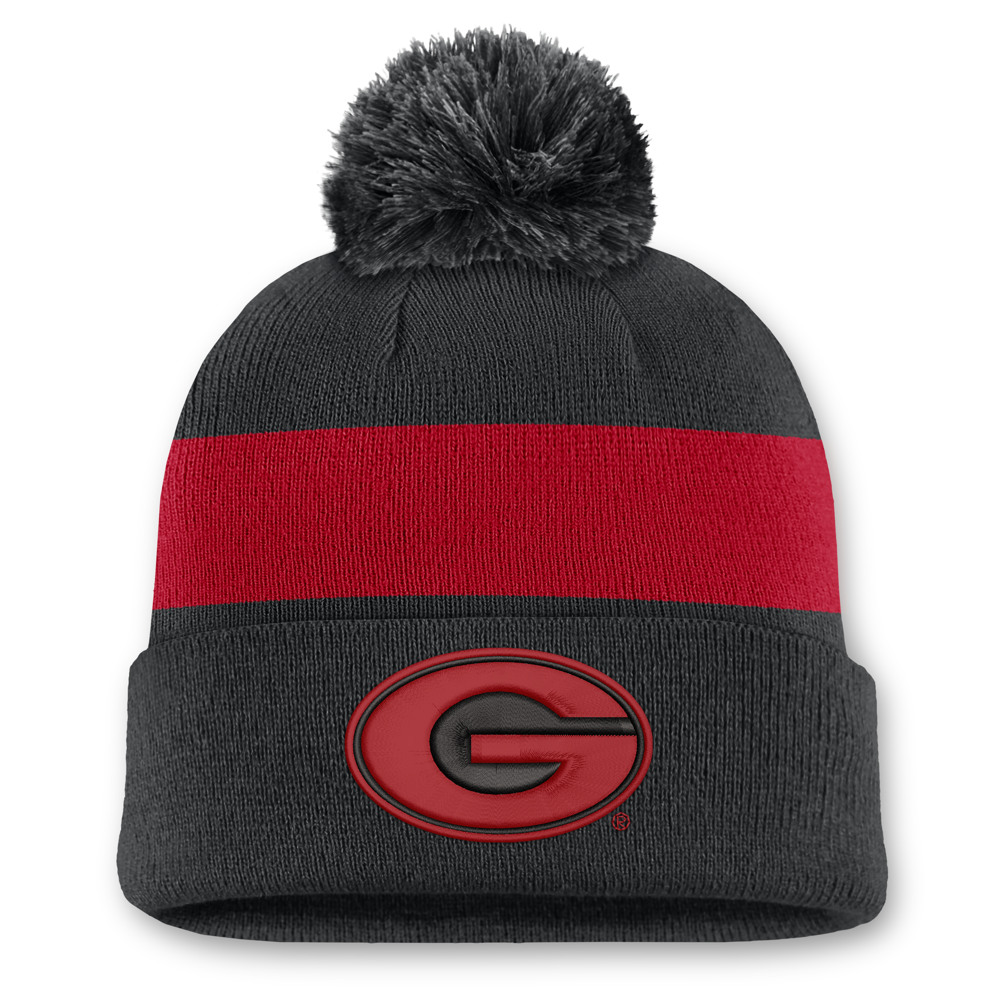 Unisex Nike Black Georgia Bulldogs Primetime Stripe Cuffed Knit Hat with Pom