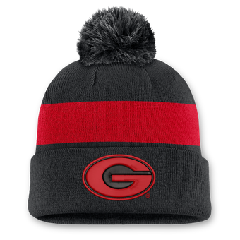 Unisex Nike Black Georgia Bulldogs Primetime Stripe Cuffed Knit Hat with Pom