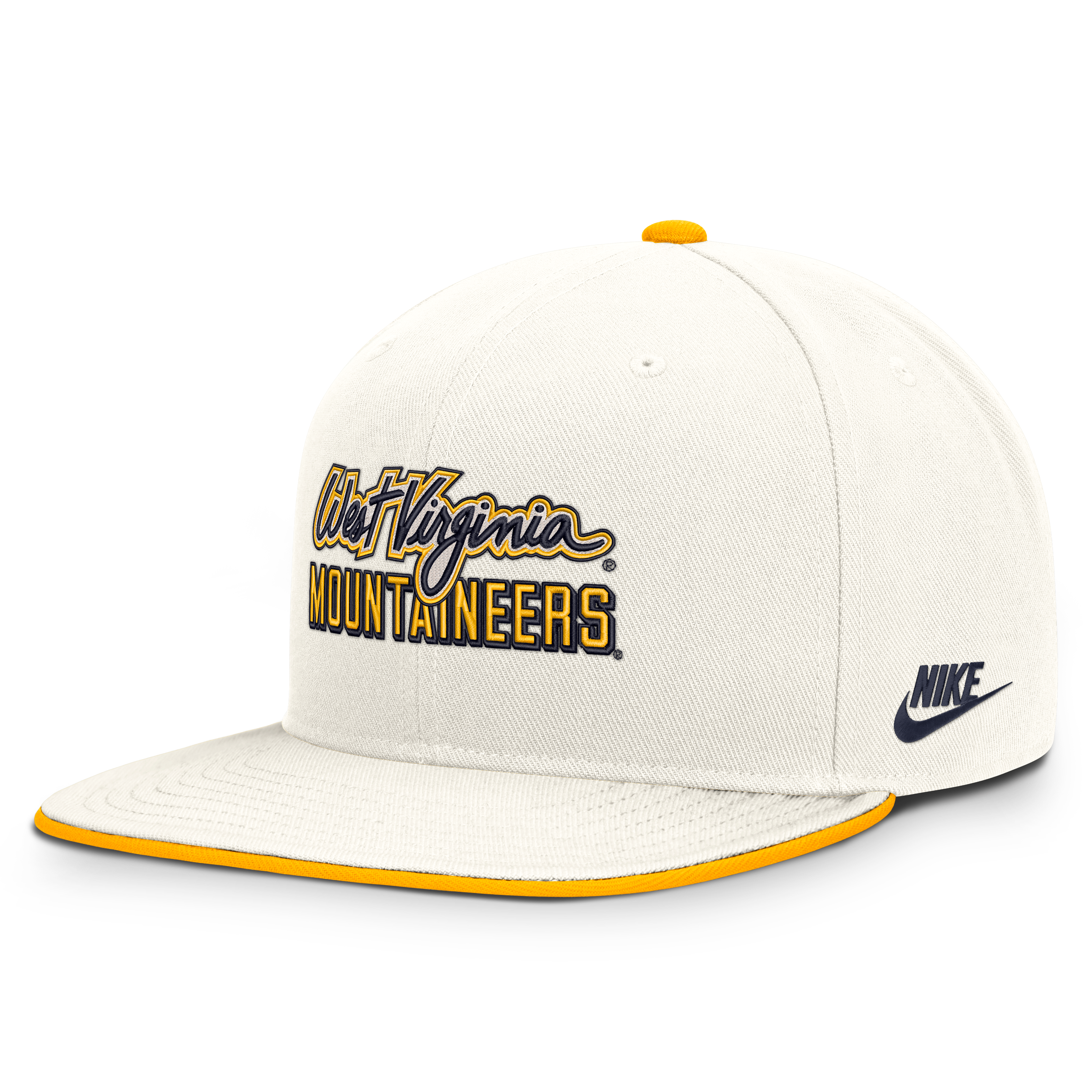 Men's Nike  White West Virginia Mountaineers Legacy Letter & Mascot Pro Snapback Hat