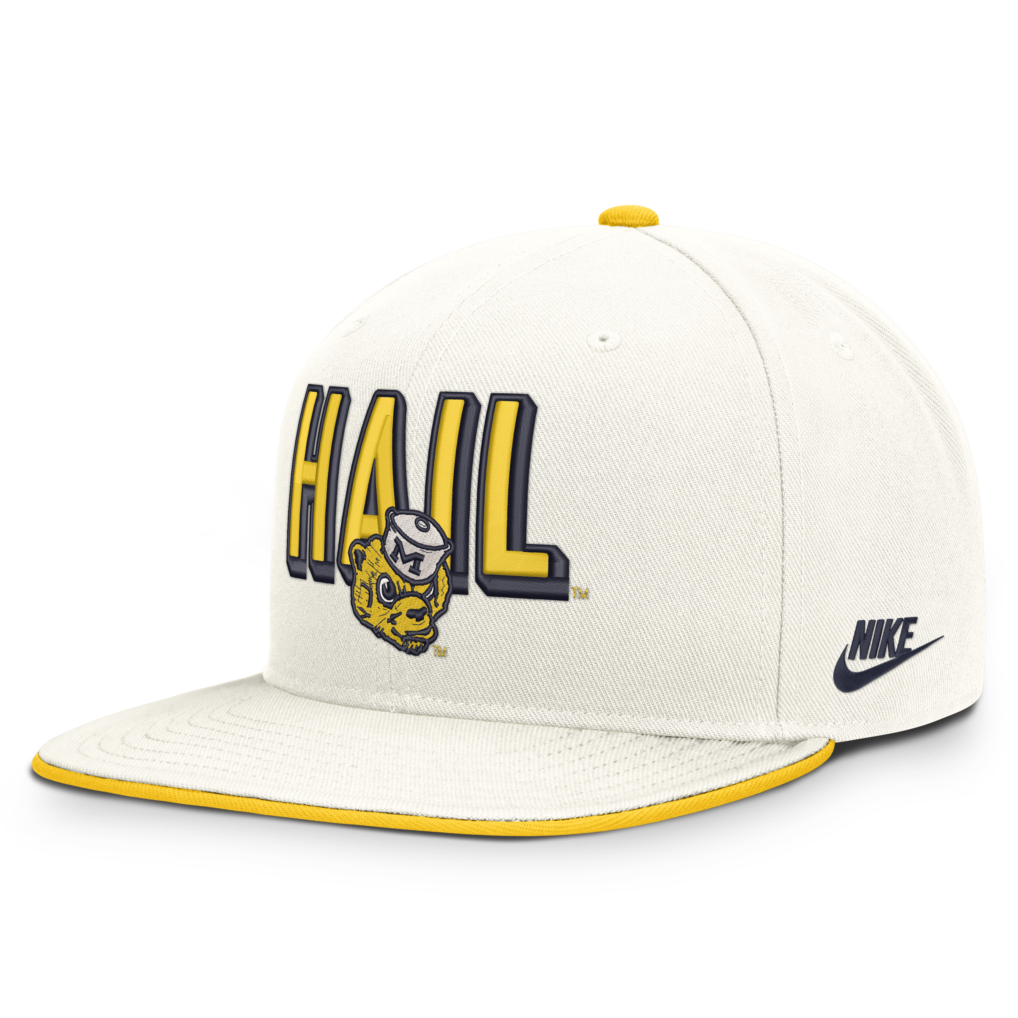 Men's Nike  White Michigan Wolverines Legacy Letter & Mascot Pro Snapback Hat