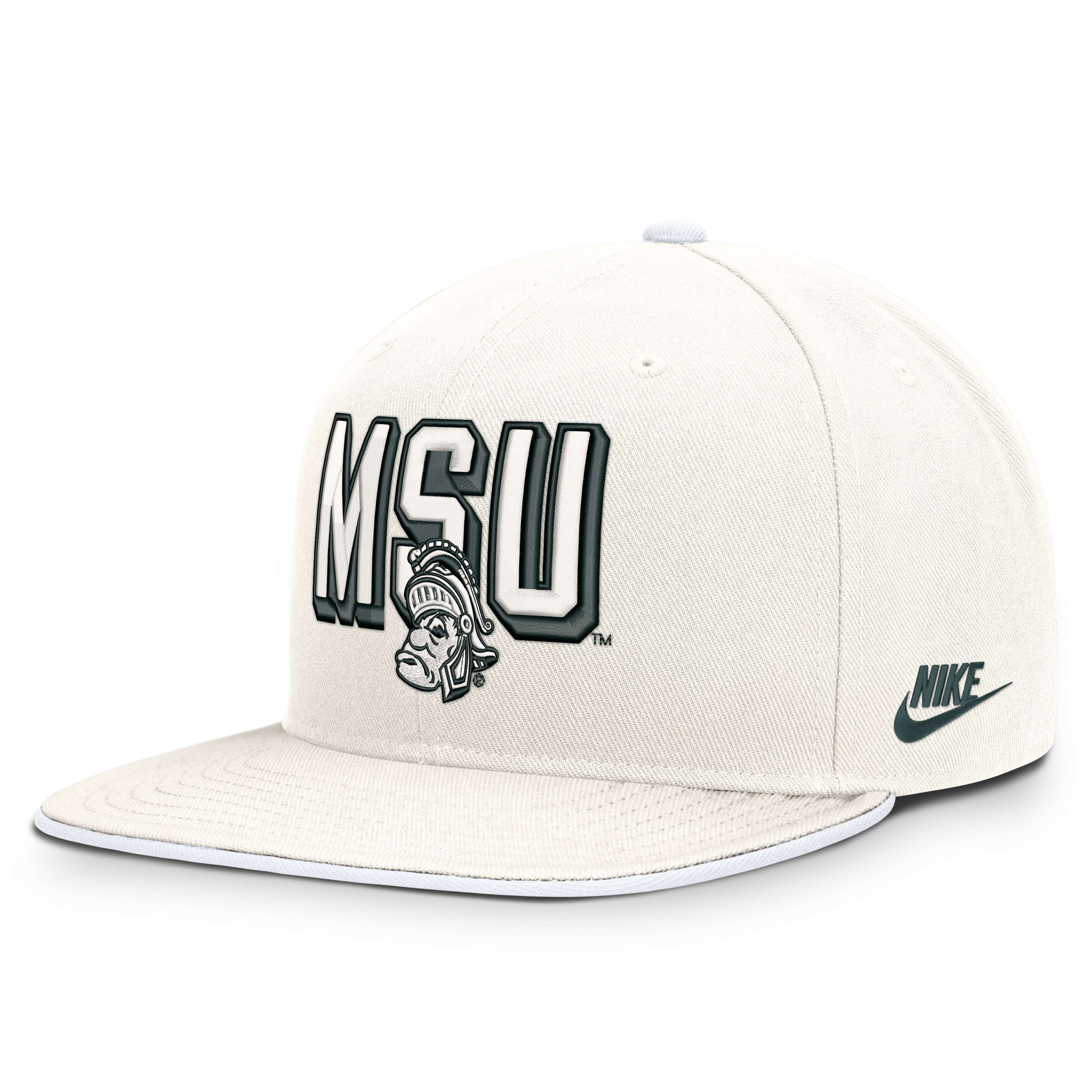 Men's Nike  White Michigan State Spartans Legacy Letter & Mascot Pro Snapback Hat