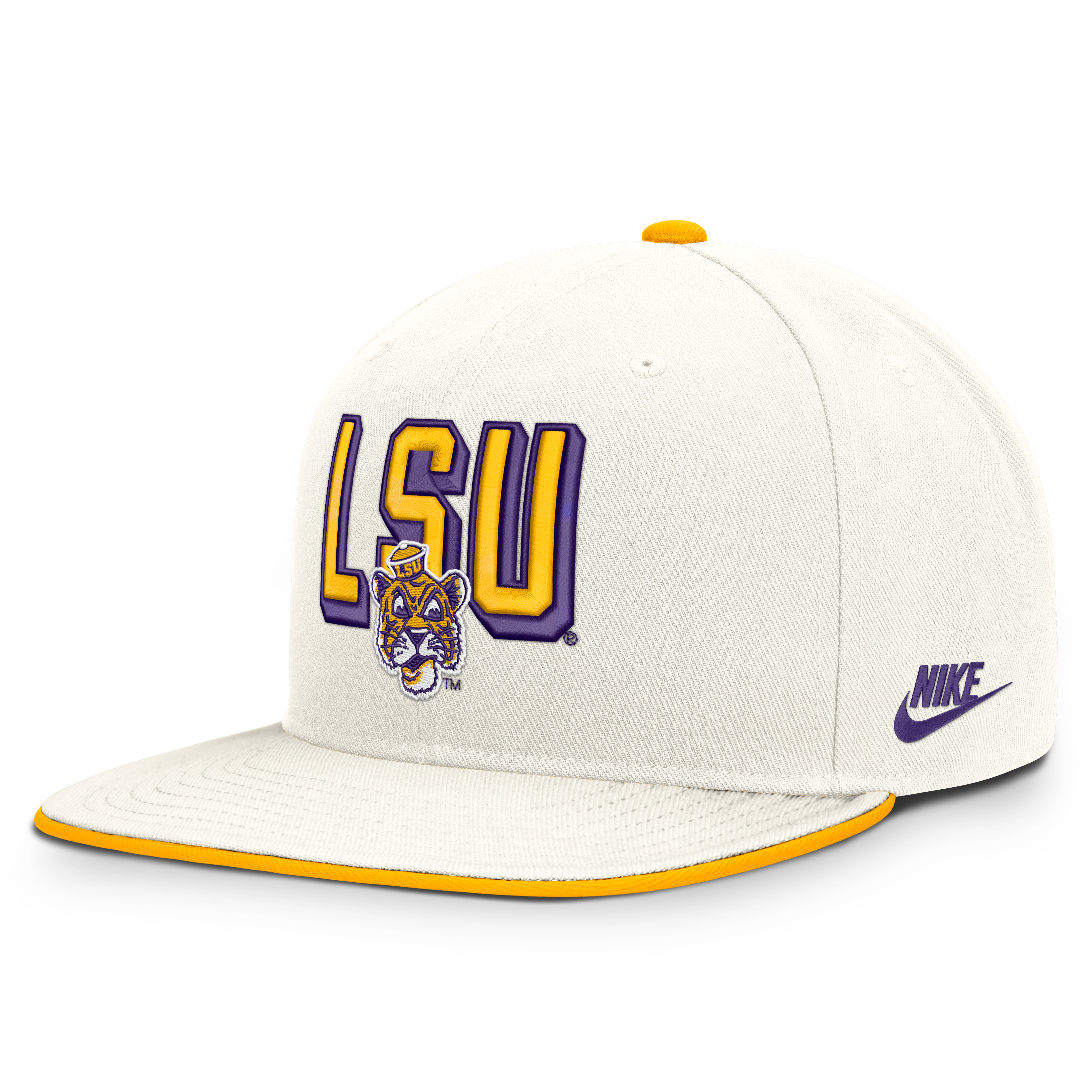 Men's Nike  White LSU Tigers Legacy Letter & Mascot Pro Snapback Hat