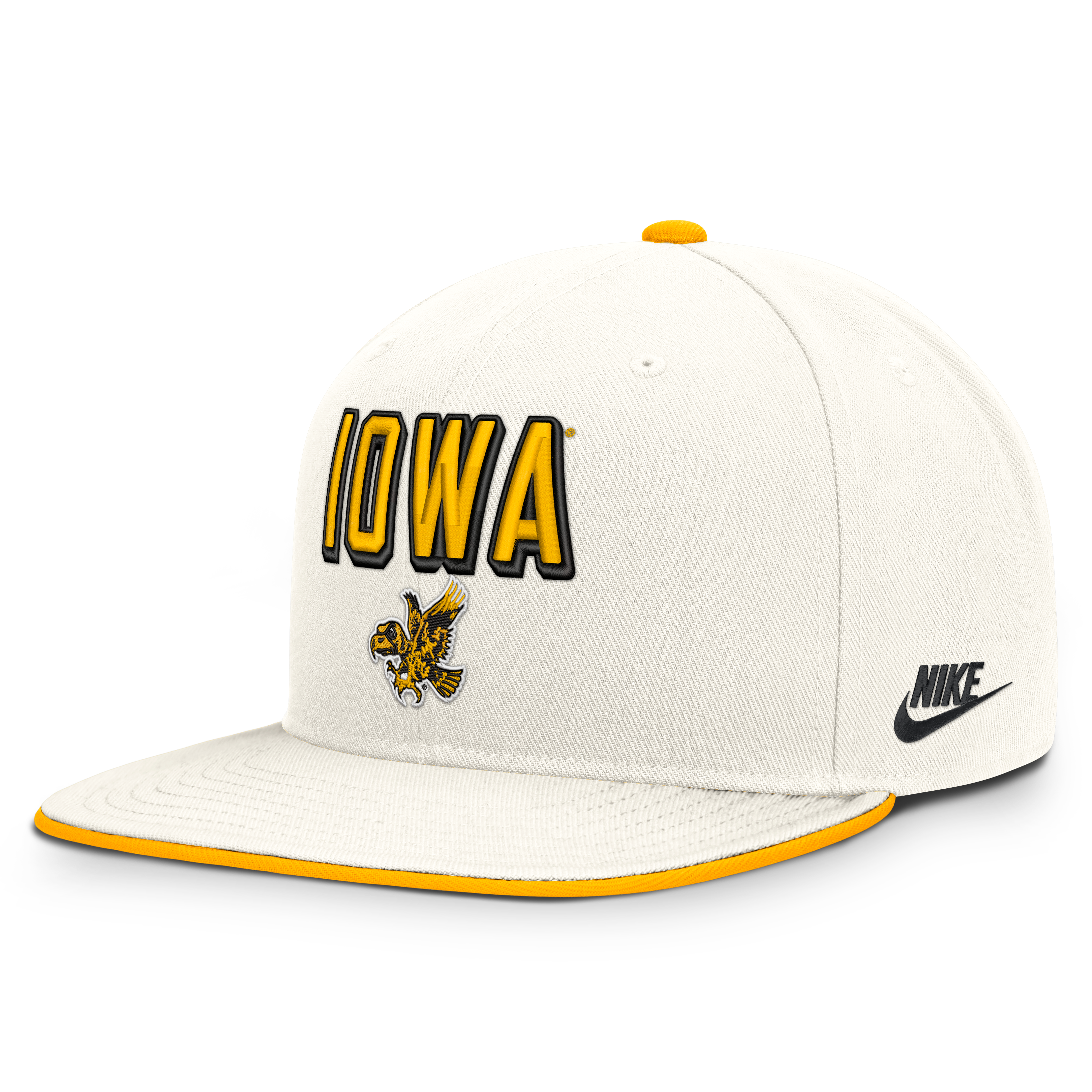 Men's Nike  White Iowa Hawkeyes Legacy Letter & Mascot Pro Snapback Hat