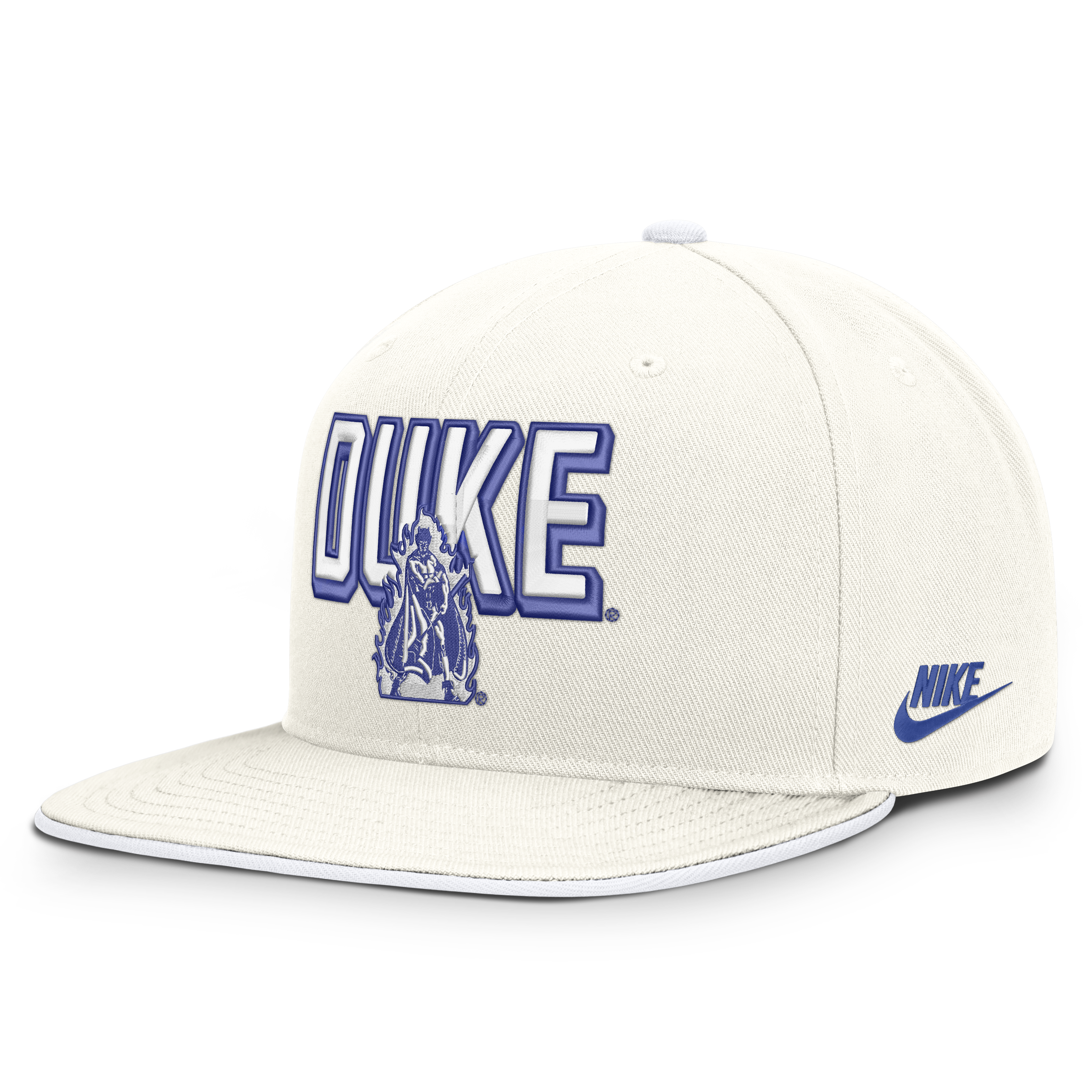 Men's Nike  White Duke Blue Devils Legacy Letter & Mascot Pro Snapback Hat