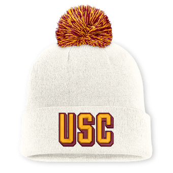 Unisex Nike White USC Trojans Letter Mascot Knit Hat with Pom