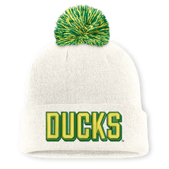 Unisex Nike White Oregon Ducks Letter Mascot Knit Hat with Pom