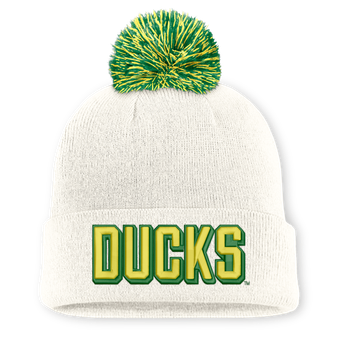 Unisex Nike White Oregon Ducks Letter Mascot Knit Hat with Pom