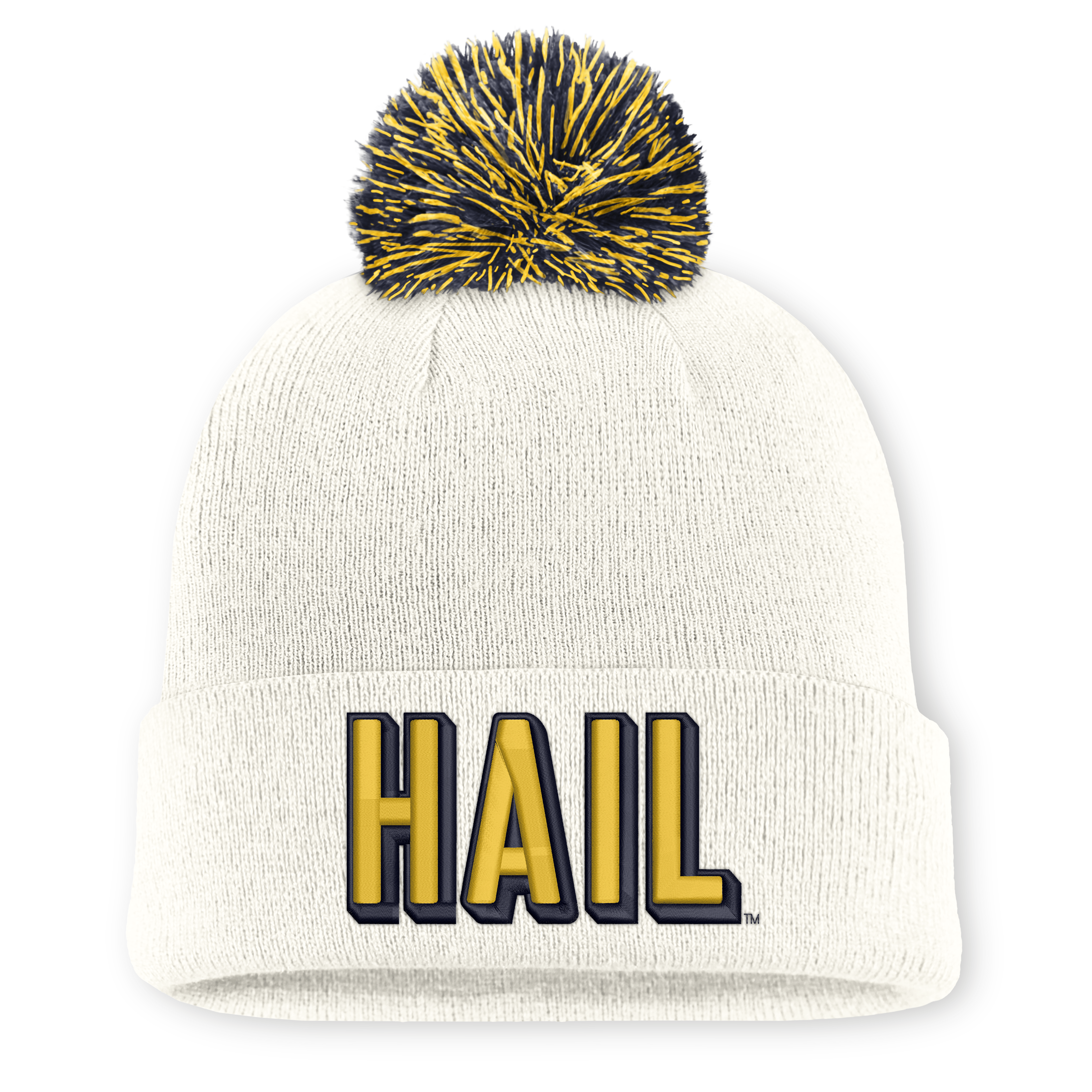 Unisex Nike White Michigan Wolverines Letter Mascot Knit Hat with Pom
