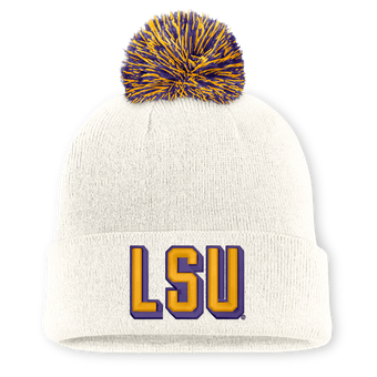 Unisex Nike White LSU Tigers Letter Mascot Knit Hat with Pom