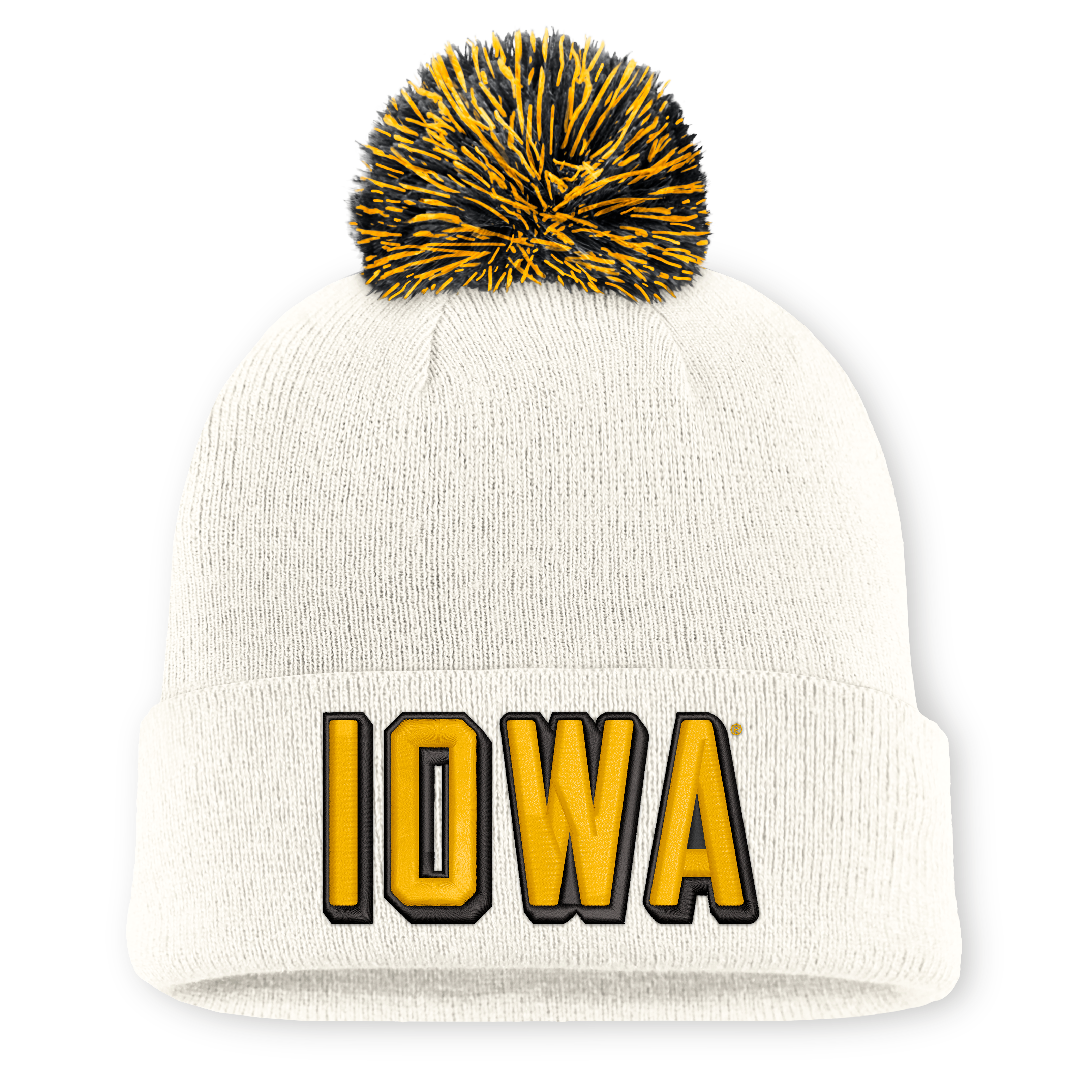 Unisex Nike White Iowa Hawkeyes Letter Mascot Knit Hat with Pom