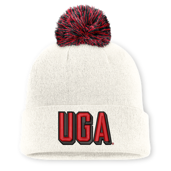 Unisex Nike White Georgia Bulldogs Letter Mascot Knit Hat with Pom