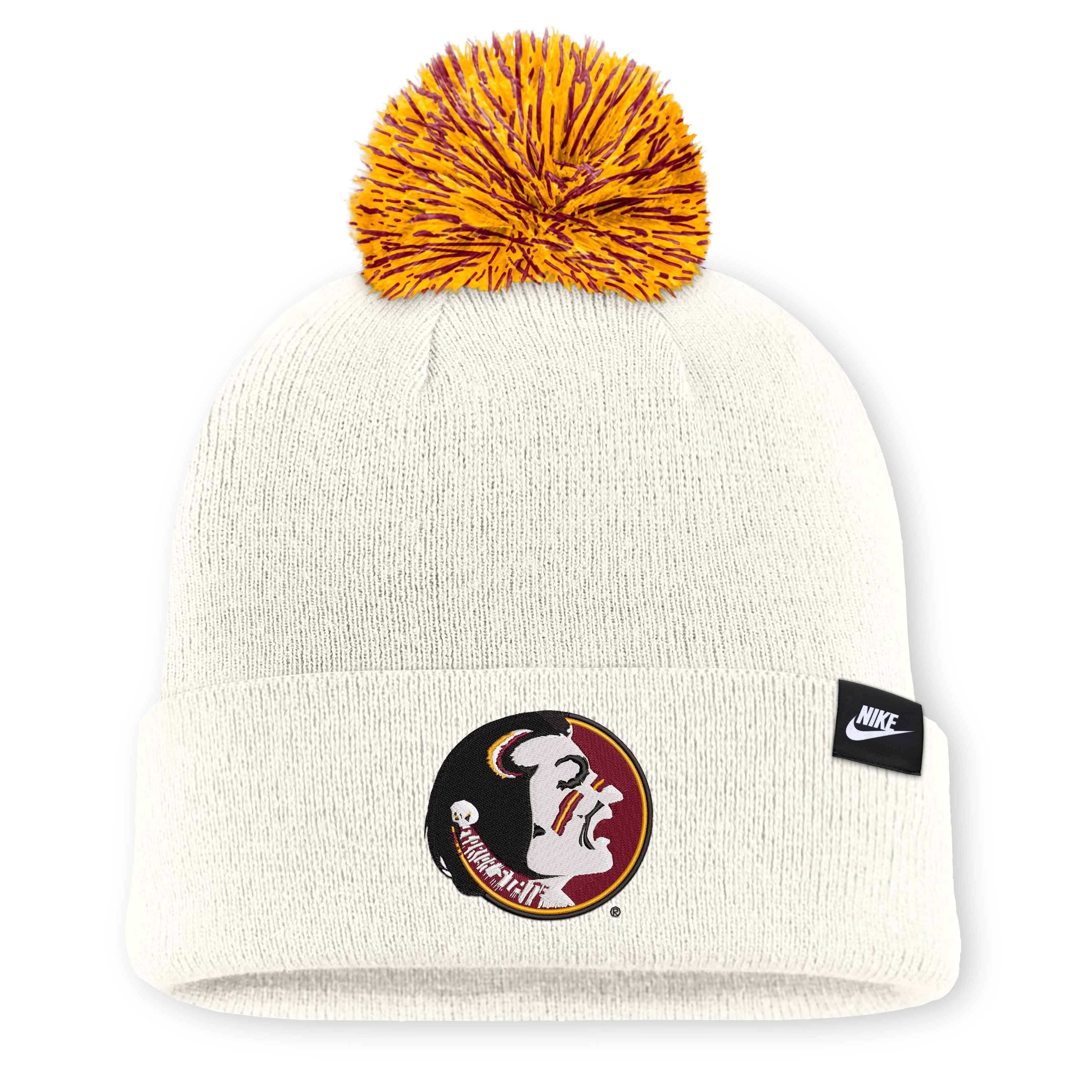 Unisex Nike White Florida State Seminoles Letter Mascot Knit Hat with Pom