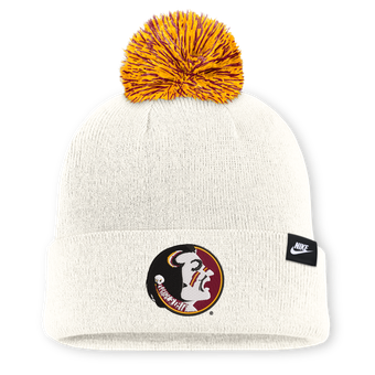 Unisex Nike White Florida State Seminoles Letter Mascot Knit Hat with Pom
