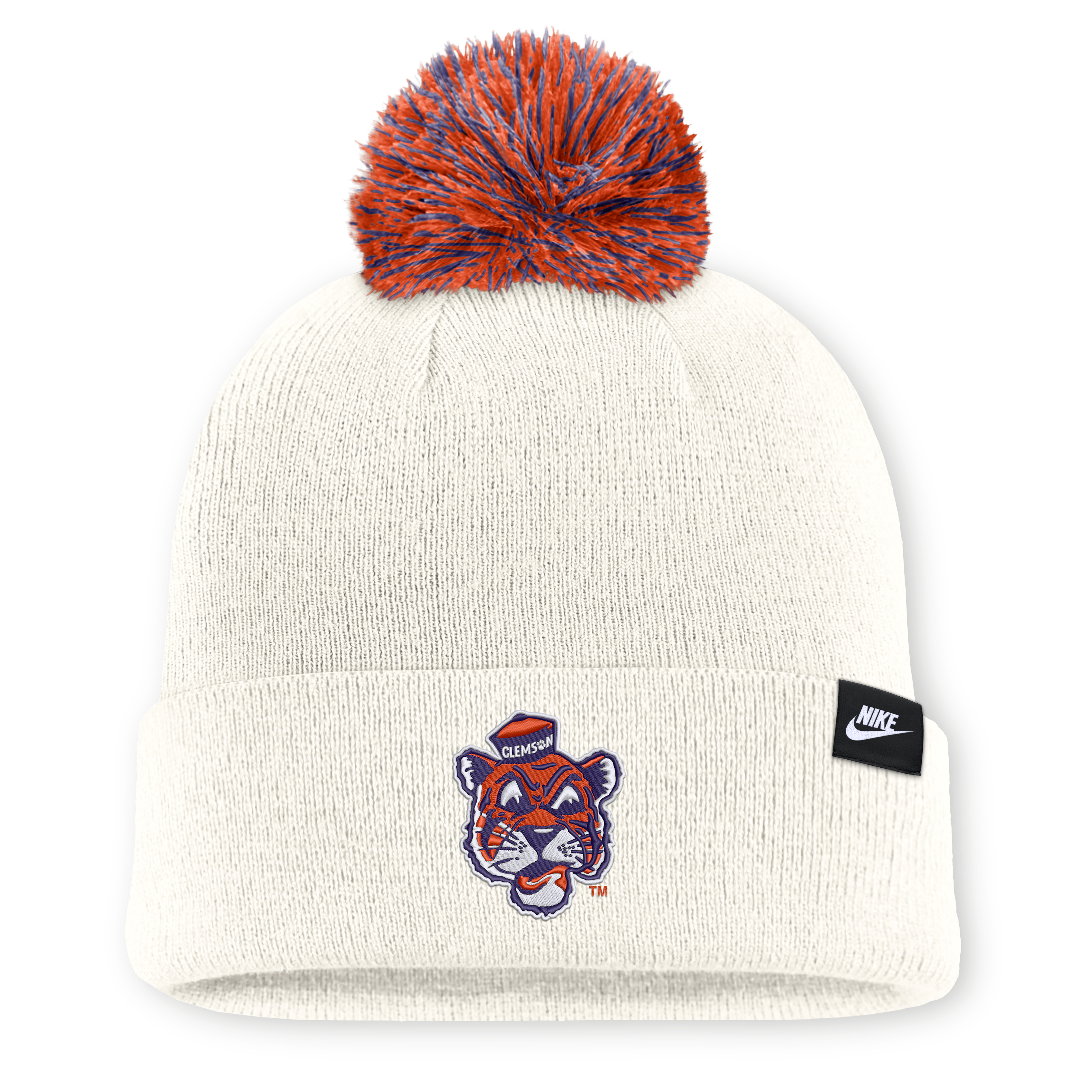 Unisex Nike Clemson Tigers Letter Mascot Knit Hat with Pom