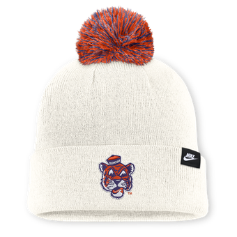 Unisex Nike White Clemson Tigers Letter Mascot Knit Hat with Pom