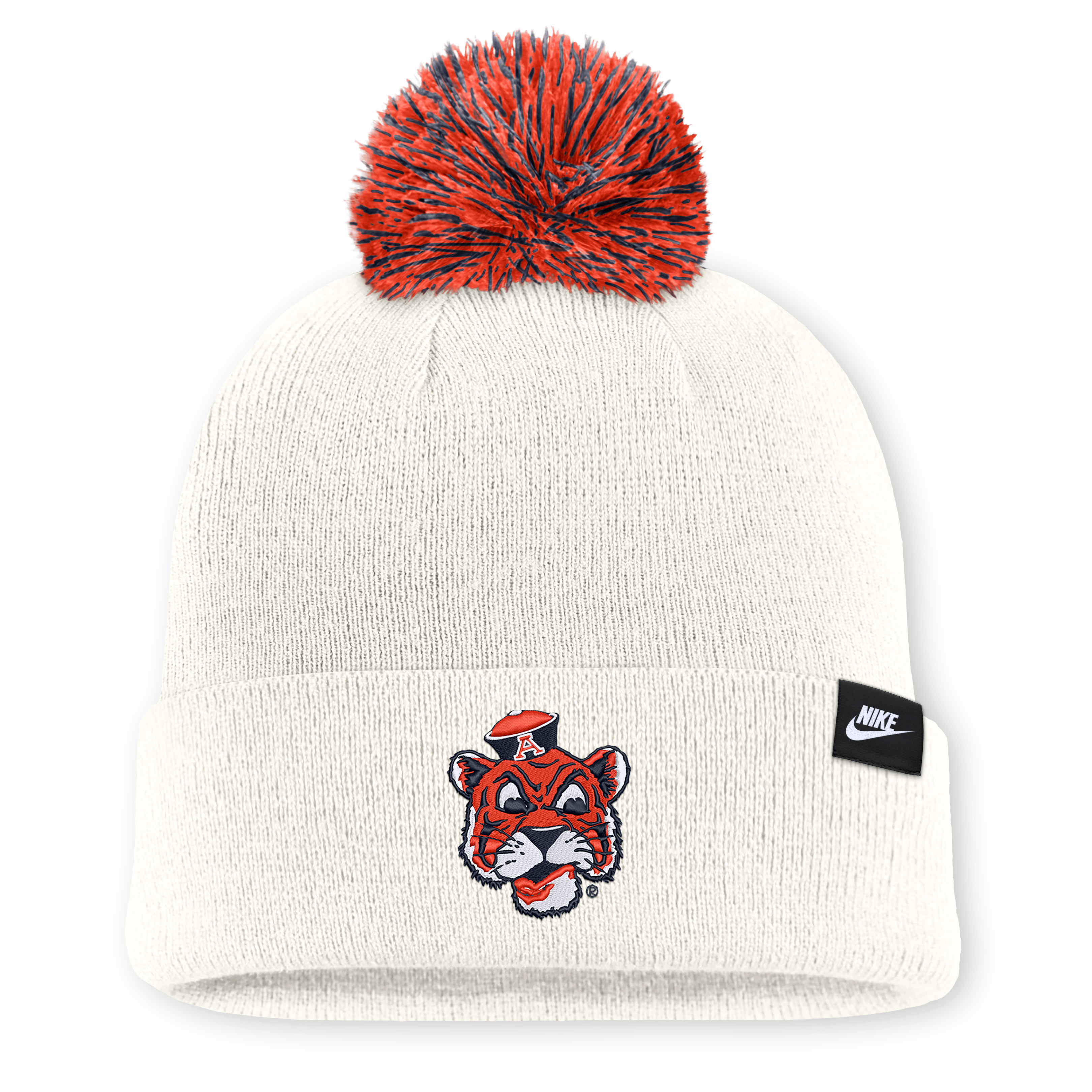 Unisex Nike White Auburn Tigers Letter Mascot Knit Hat with Pom