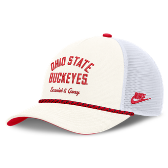 Unisex Nike White Ohio State Buckeyes Mascot Rope Trucker Adjustable Hat