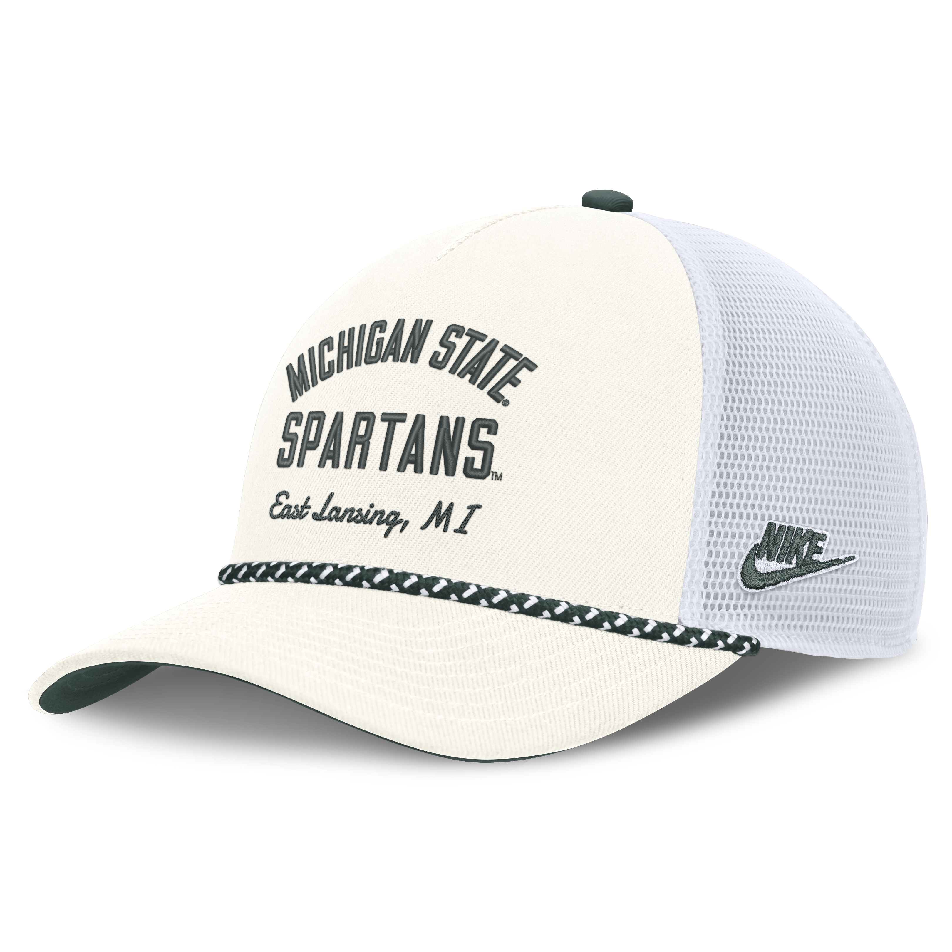 Unisex Nike White Michigan State Spartans Mascot Rope Trucker Adjustable Hat