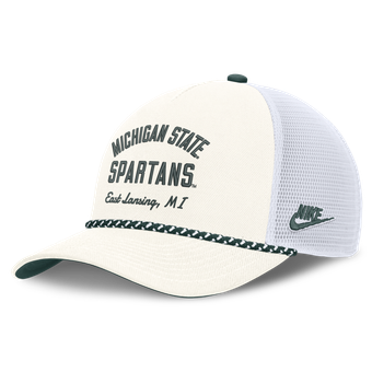 Unisex Nike White Michigan State Spartans Mascot Rope Trucker Adjustable Hat