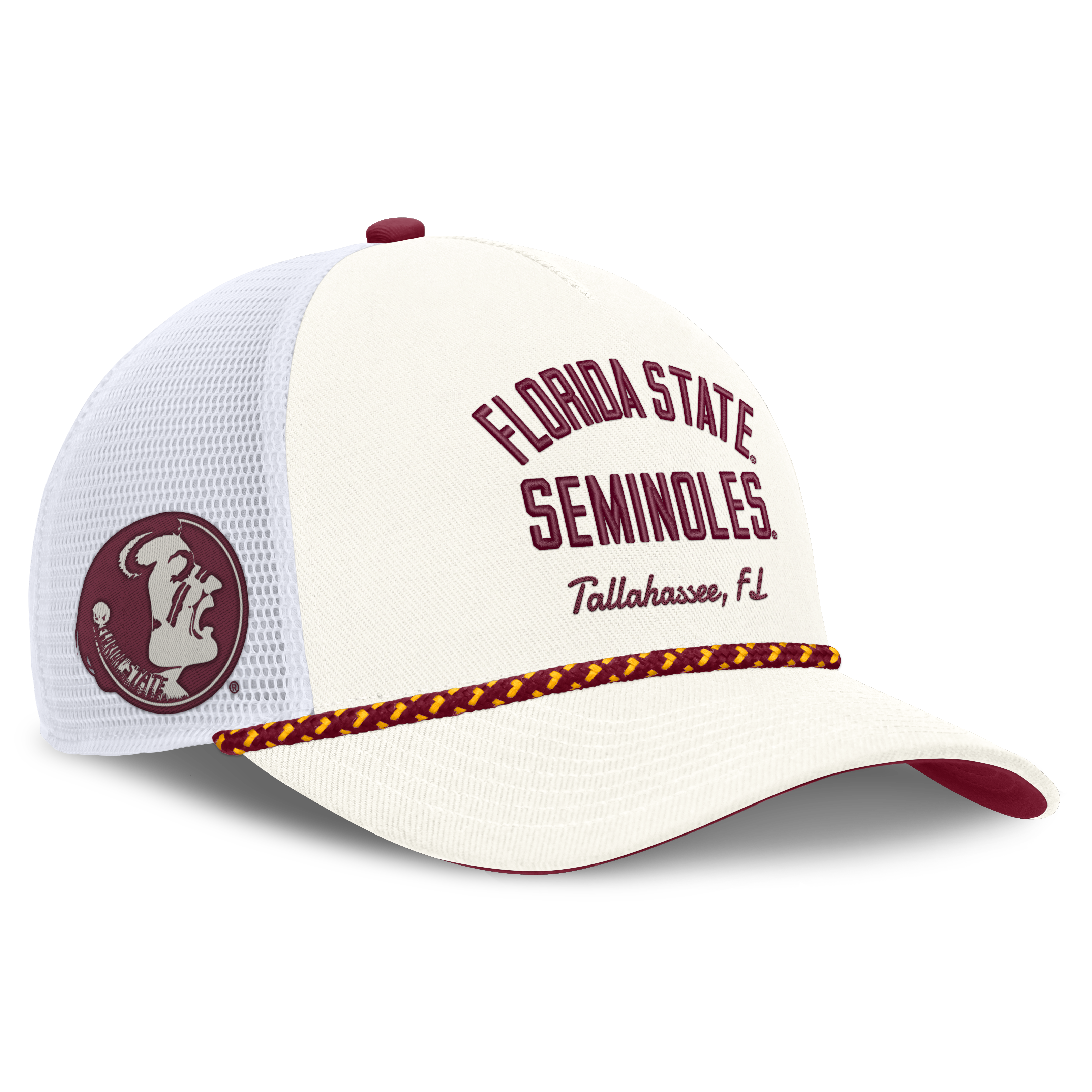 Unisex Nike White Florida State Seminoles Mascot Rope Trucker Adjustable Hat