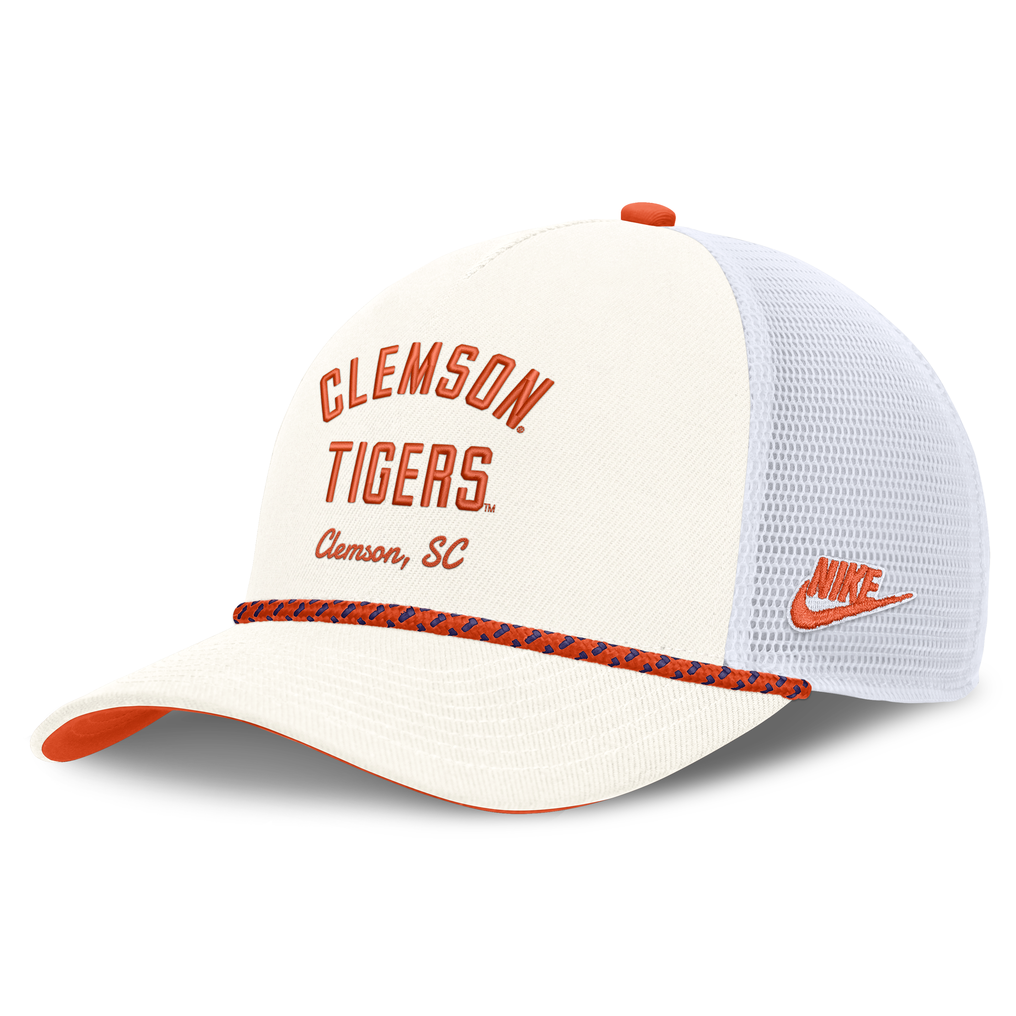 Unisex Nike White Clemson Tigers Mascot Rope Trucker Adjustable Hat