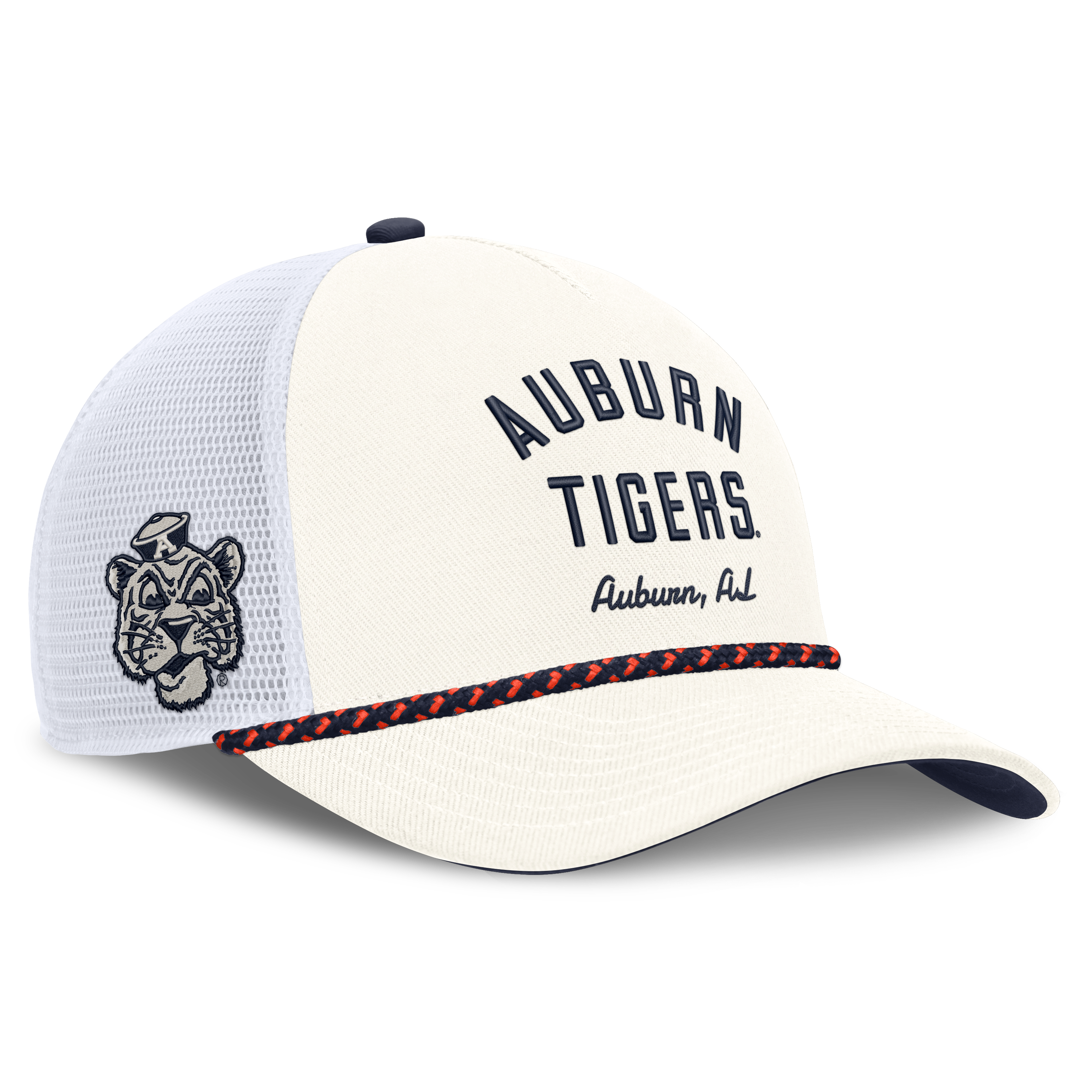 Unisex Nike White Auburn Tigers Mascot Rope Trucker Adjustable Hat