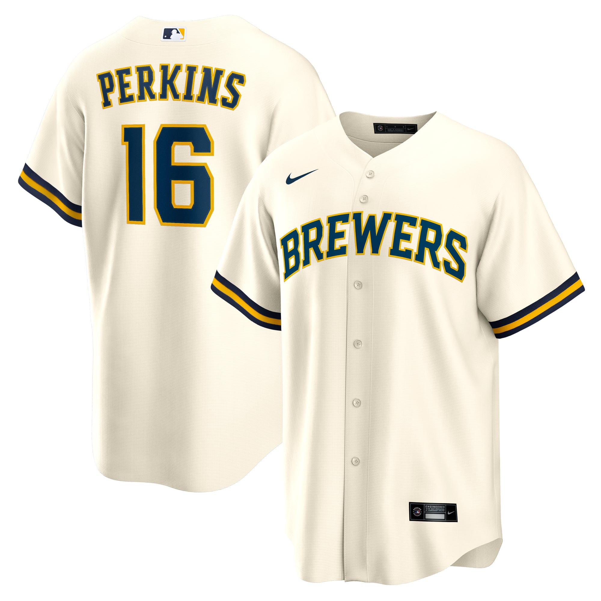 Men's Nike Blake Perkins Cream Milwaukee Brewers Home Replica Jersey