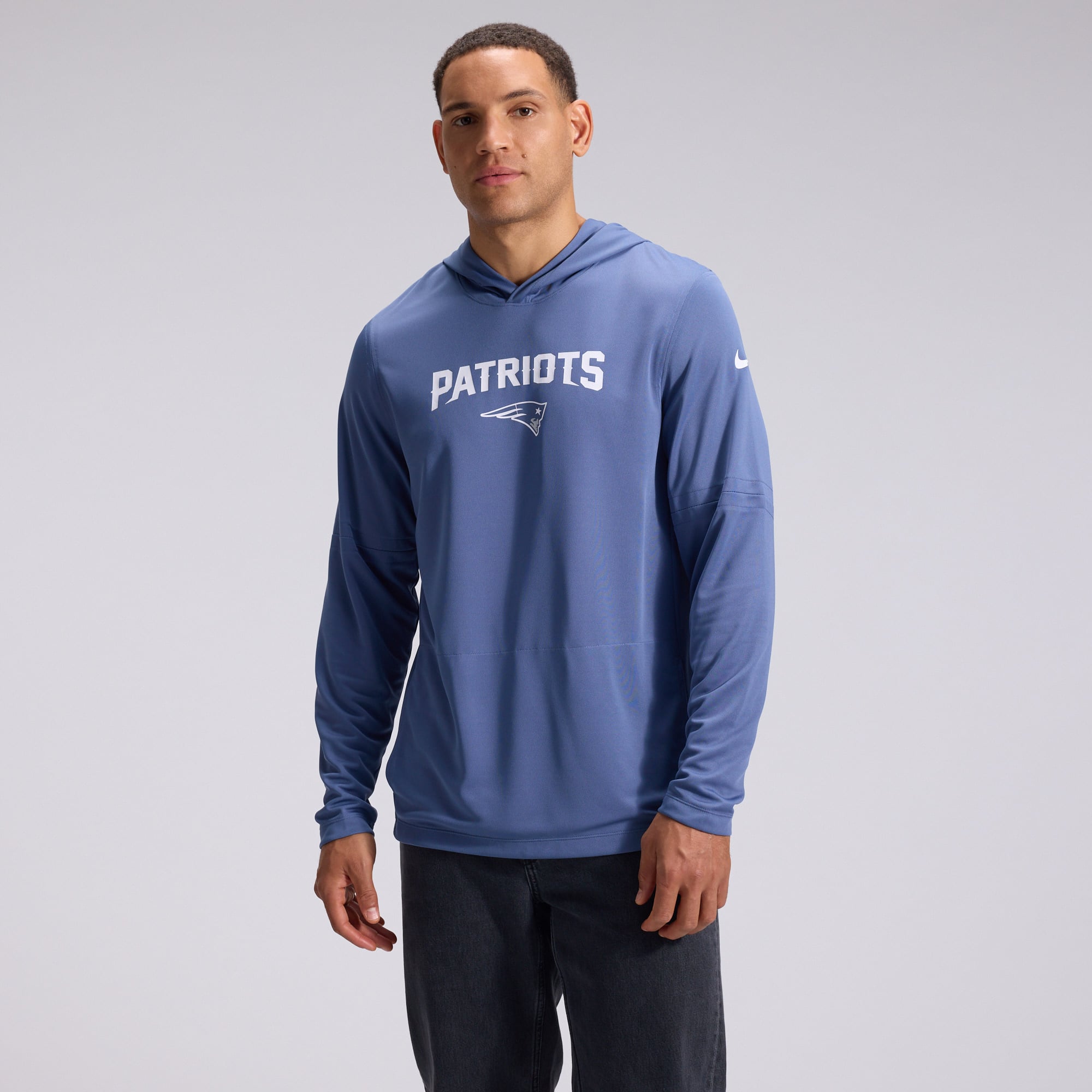 Men's Nike  Blue New England Patriots Rivalries Collection Sideline Lightweight Hooded Long Sleeve Top