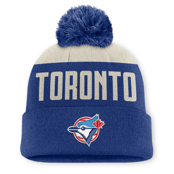 Men's Nike Natural/Royal Toronto Blue Jays  Peak Standard Cuffed Knit Hat with Pom