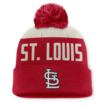 Men's Nike White/Red St. Louis Cardinals  Peak Standard Cuffed Knit Hat with Pom