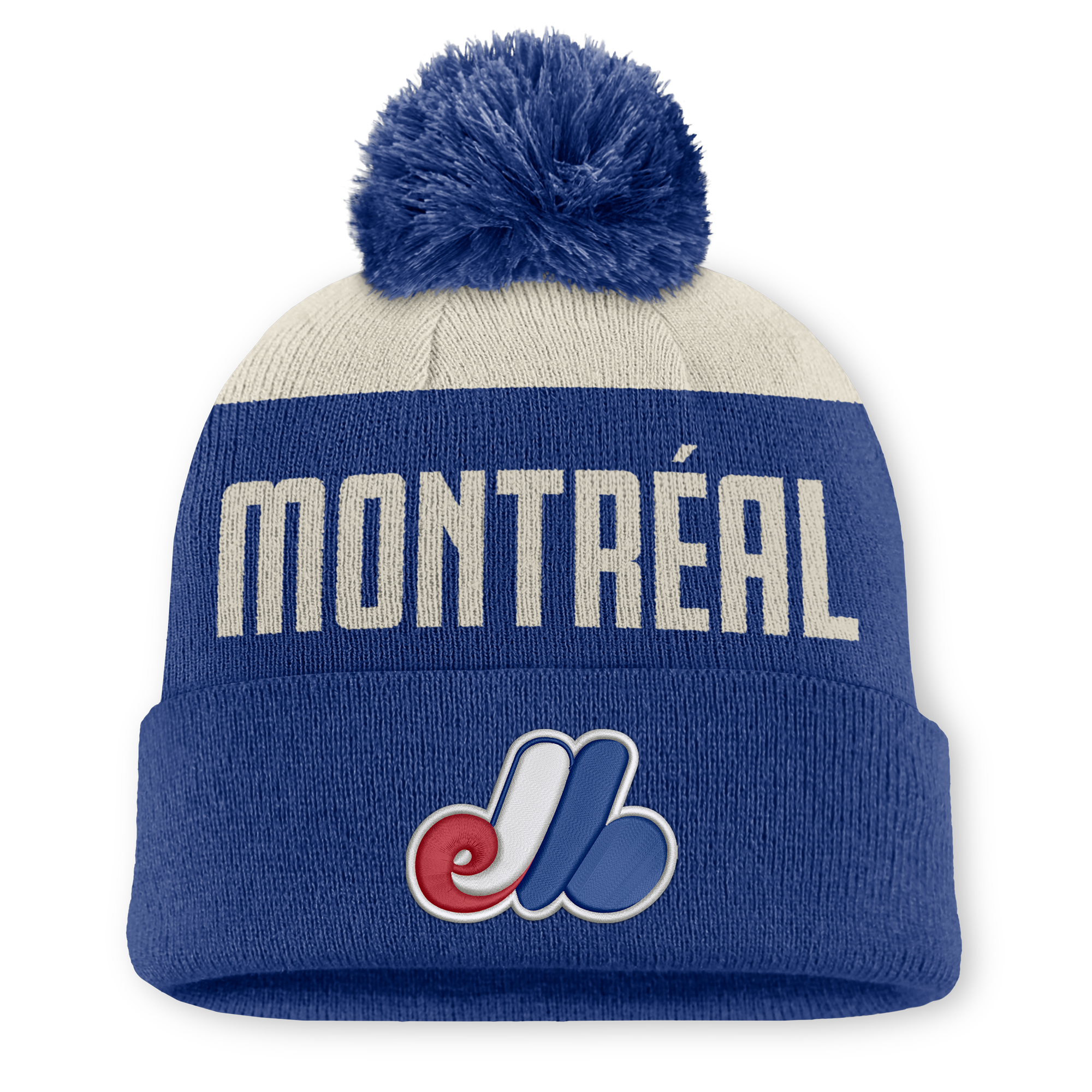 Men's Nike Blue/White Montreal Expos Cooperstown Peak Standard Cuffed Knit Hat with Pom