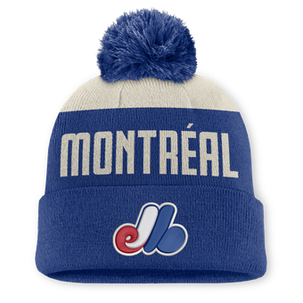 Men's Nike Blue/White Montreal Expos Cooperstown Peak Standard Cuffed Knit Hat with Pom