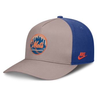 Men's Nike Light Brown/Royal New York Mets Cooperstown Rise A-Frame Adjustable Hat