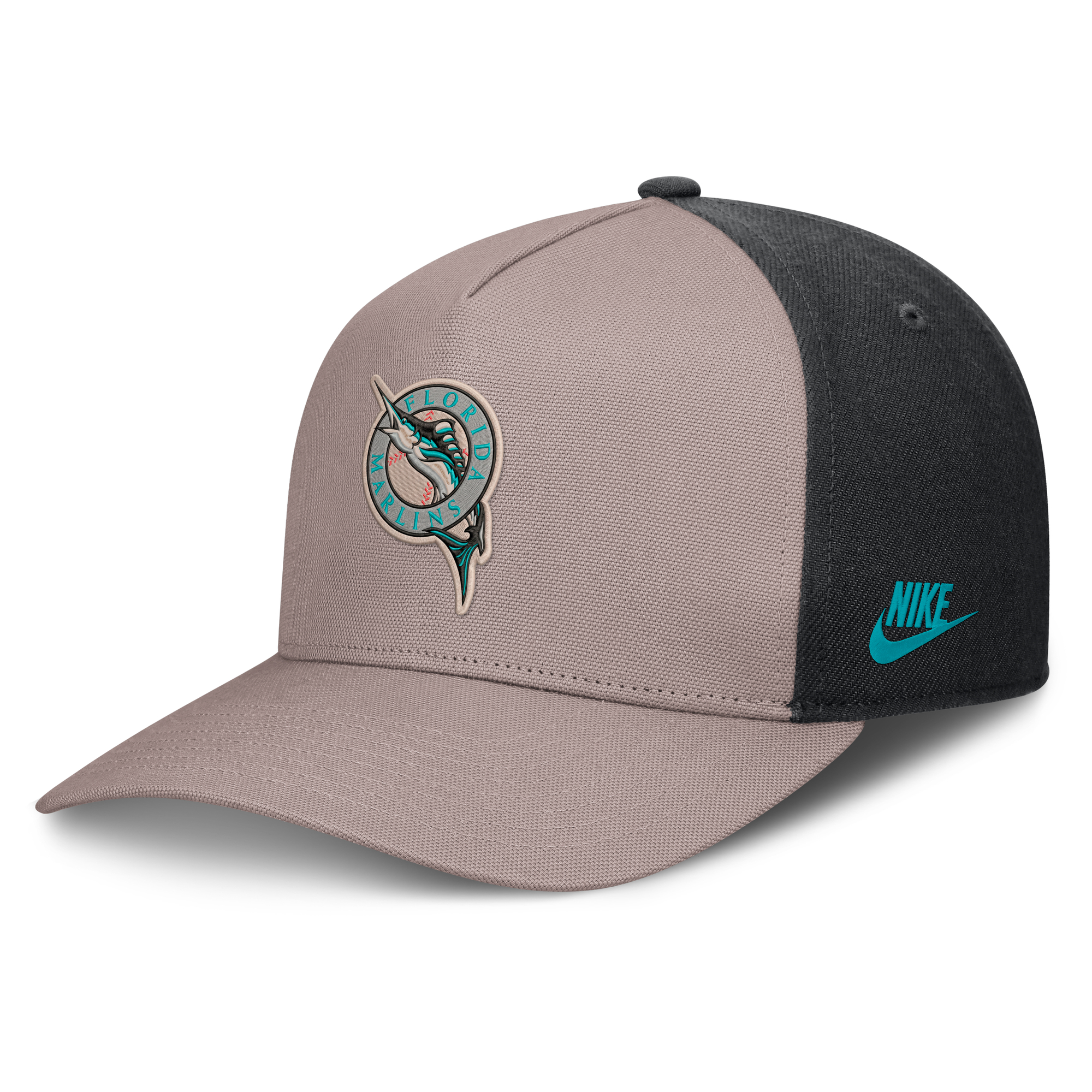 Men's Nike Light Brown/Black Florida Marlins Cooperstown Rise A-Frame Adjustable Hat