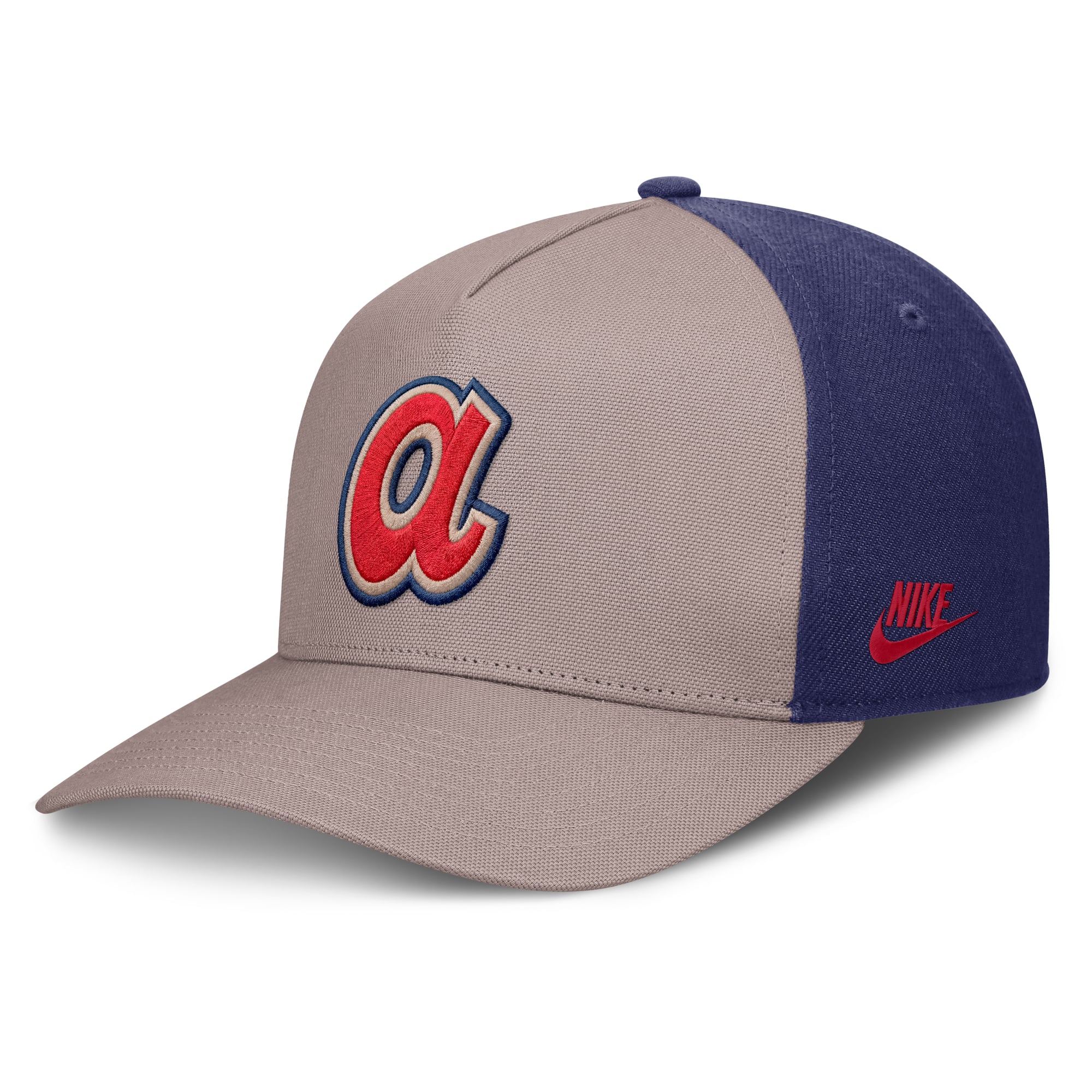 Men's Nike Light Brown/Royal Atlanta Braves Cooperstown Rise A-Frame Adjustable Hat