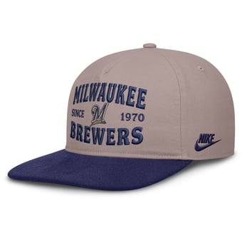 Men's Nike Light Brown/Royal Milwaukee Brewers Cooperstown Pro 5-Panel Adjustable Hat
