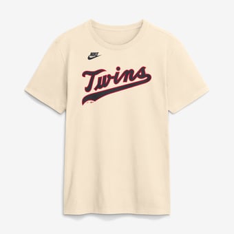 Men's Nike Cream Minnesota Twins 2026 Field of Dreams Wordmark T-Shirt