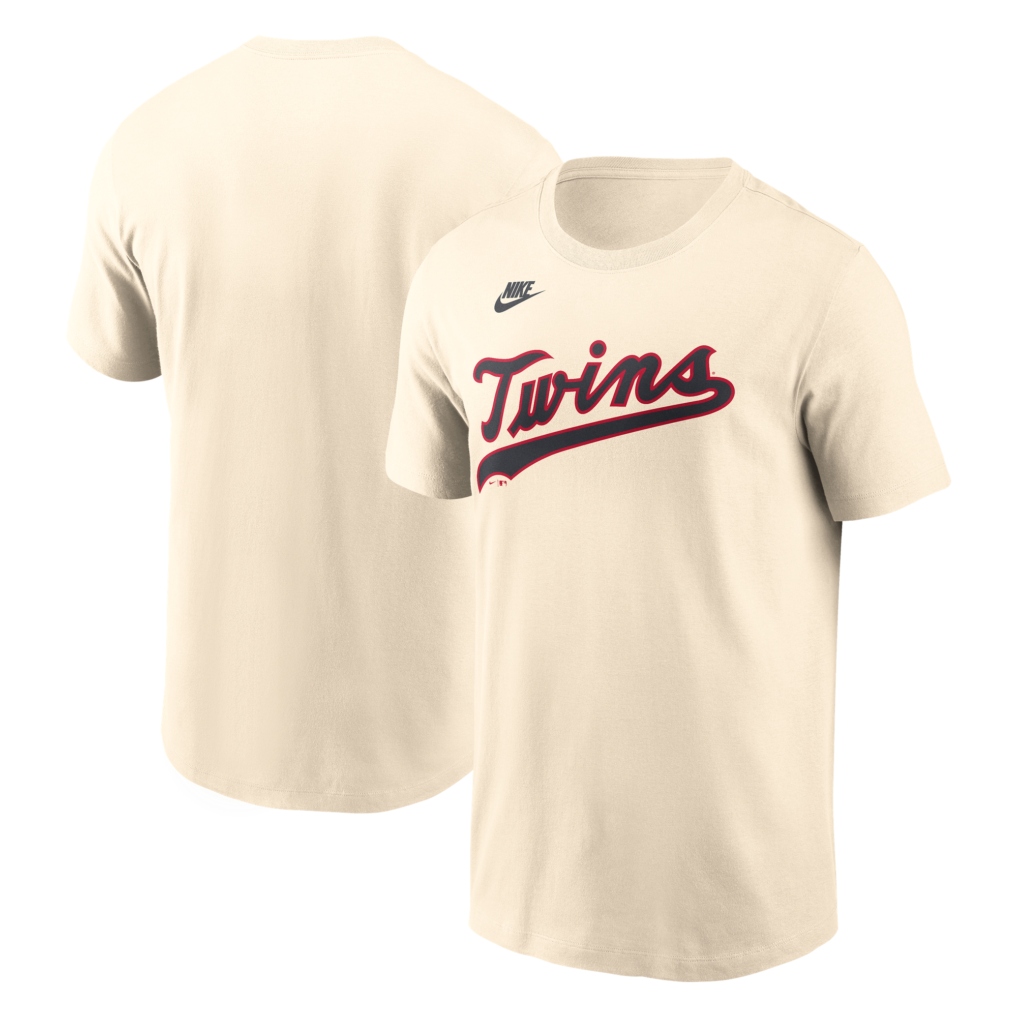 T-shirt da uomo Nike color crema con logo Minnesota Twins 2026 Field of Dreams.