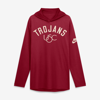 Men's Nike  Cardinal USC Trojans Legacy Arch Tri-Blend Long Sleeve Hooded T-Shirt