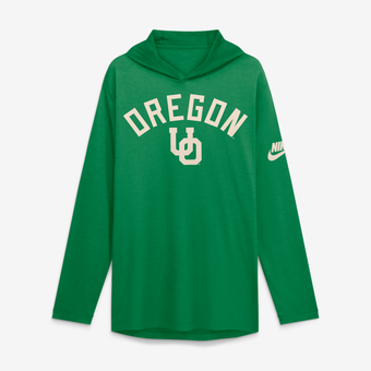 Men's Nike  Green Oregon Ducks Legacy Arch Tri-Blend Long Sleeve Hooded T-Shirt