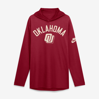 Men's Nike  Crimson Oklahoma Sooners Legacy Arch Tri-Blend Long Sleeve Hooded T-Shirt